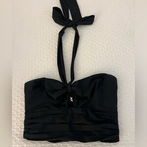 Black Criss Cross Halter Crop Top